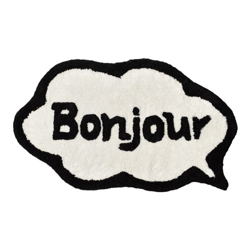 Bonjour slogan bath mat - bonjour,
